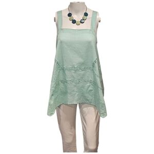 Free People "Waiting For You" Mint Crochet Lace Trapeze Tank Size XS NWT